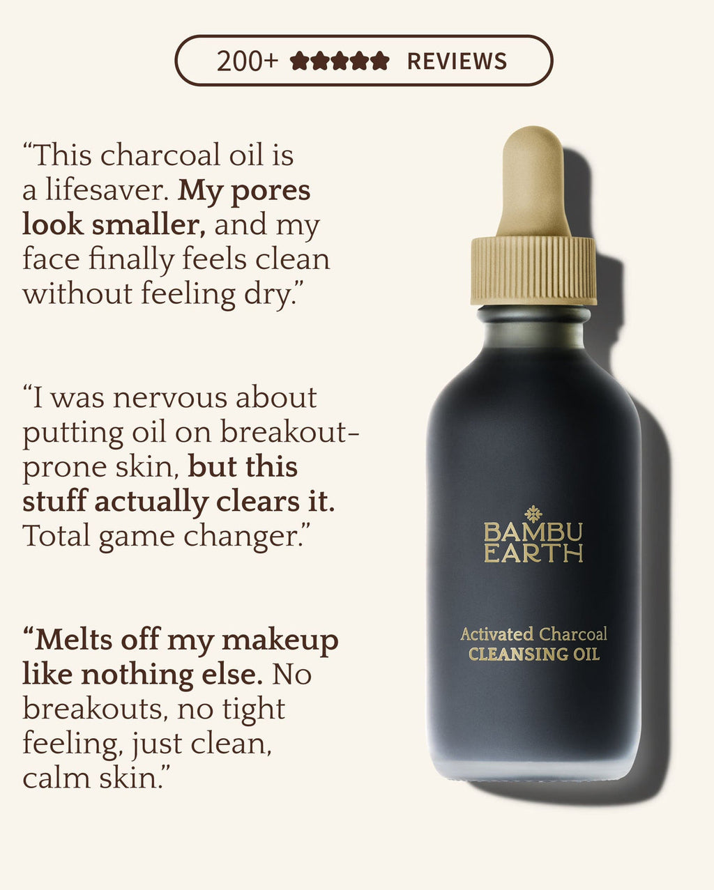 Bambu Earth Activated Charcoal Cleansing Oil - Bambu Earth activated charcoal cleansing oil with customer reviews on a white