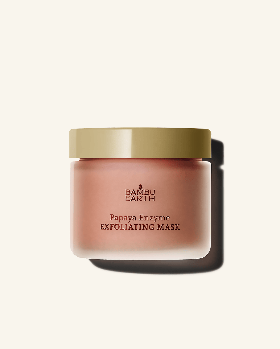 Bambu Earth Papaya Enzyme Exfoliating Mask - Jar of Bambu Earth Papaya Enzyme Exfoliating Mask on a beige background