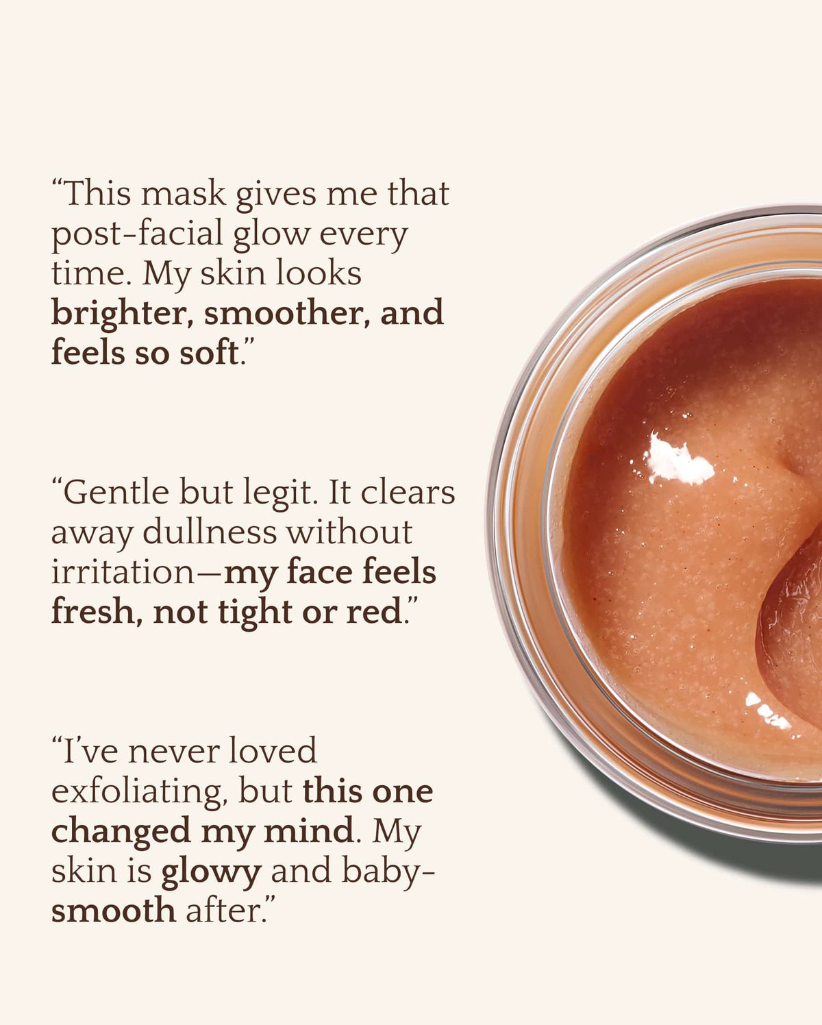 Bambu Earth Papaya Enzyme Exfoliating Mask - Jar of brown facial mask with customer testimonials on a white background