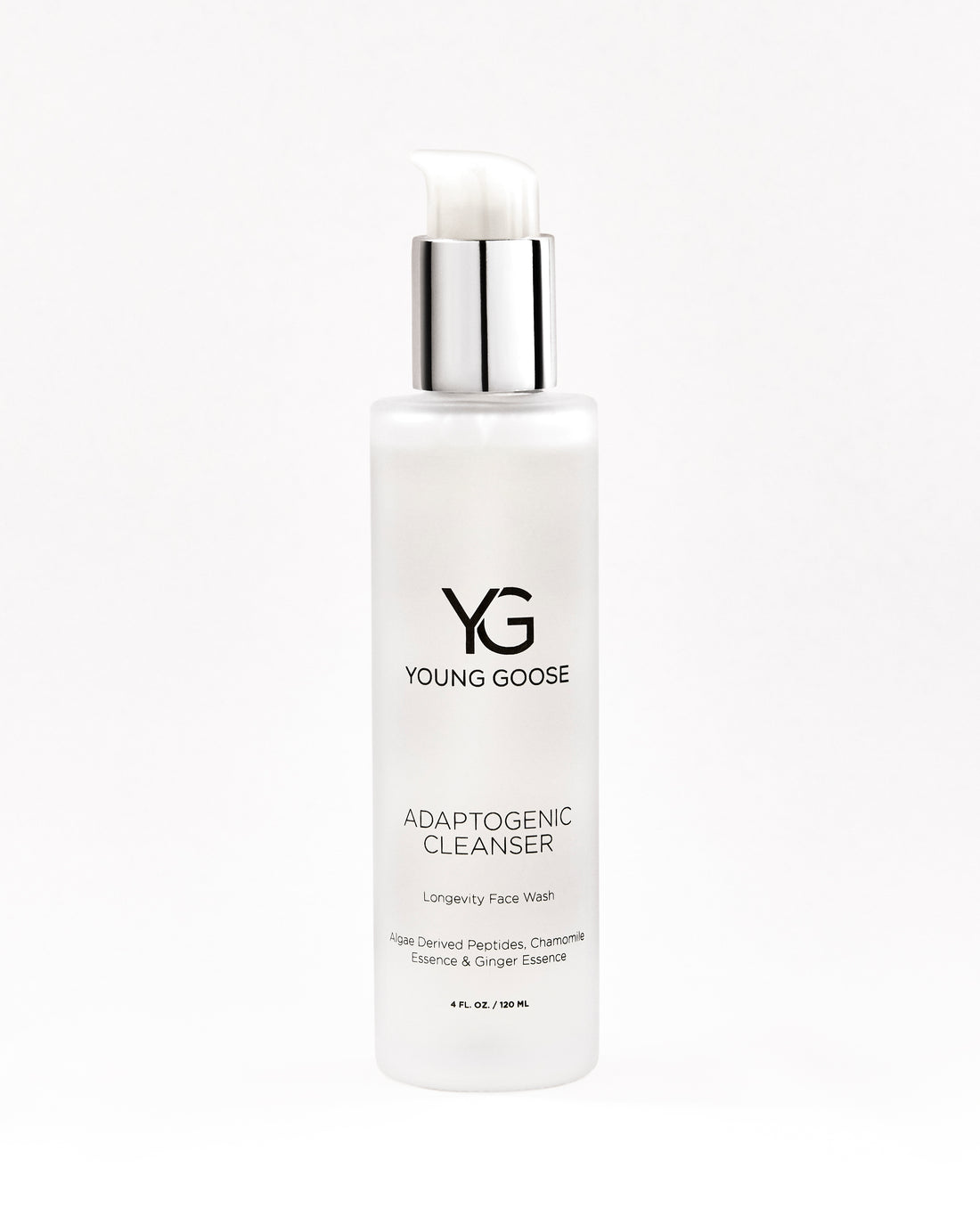 Young Goose Adaptogenic Cleanser in a white pump bottle